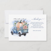 Een beetje pompoen truck blauw Waterverf Baby show Bedankkaart (Voorkant)