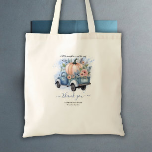 Een beetje pompoen truck blauw Waterverf Baby show Tote Bag