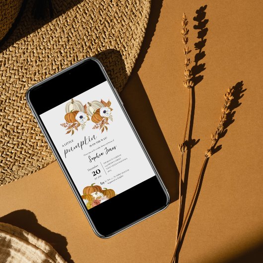 Een beetje pompoen | Waterverf Floral baby shower Kaart