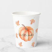 Een beetje pompoen Waterverf Halloween Herfst Papieren Bekers (Achterkant)