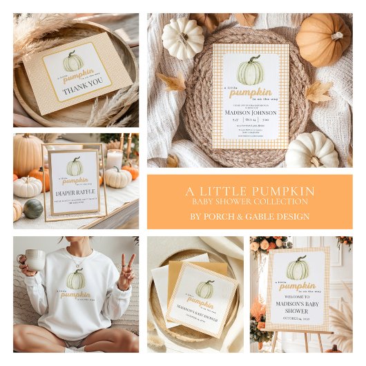 Een beetje pompoen Waterverf Plaid Baby shower Kaart