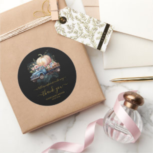 Een beetje pompoen Waterverf truck Baby shower Ronde Sticker
