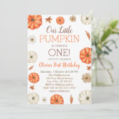Een beetje pompoen wordt een 1e verjaardag kaart (Staand voorkant)