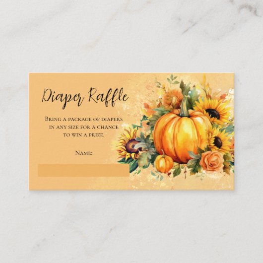 Een beetje Pompoen Zonnebloemen Baby Luier Raffle Informatiekaartje (Voorkant)