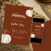 Een beetje pompoenbruin wit pompoen baby shower kaart