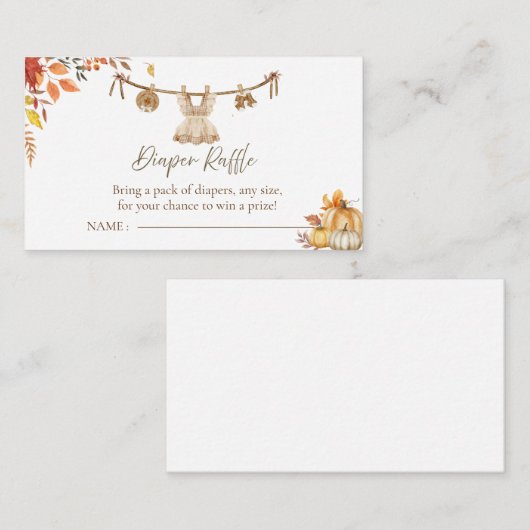 Een beetje pompoenluier Raffle, Wasserij Boho Herf Informatiekaartje (Voorkant / Achterkant)