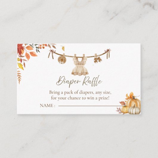 Een beetje pompoenluier Raffle, Wasserij Boho Herf Informatiekaartje (Voorkant)