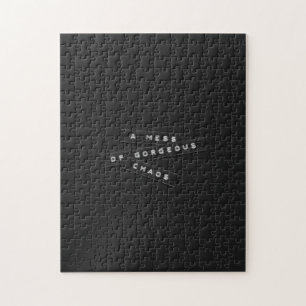 Een beetje prachtige chaos met reliëf op etiketten legpuzzel