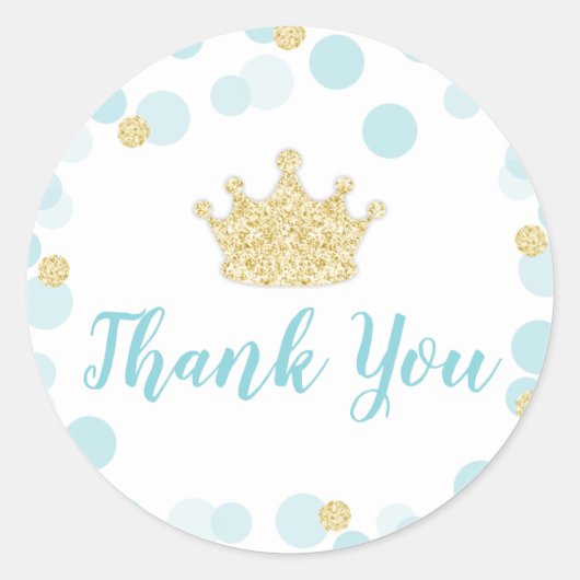 Een beetje Prince Baby shower Blue Gold Ronde Sticker (Voorkant)