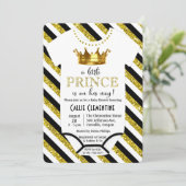 Een beetje Prince Glitter Baby shower Invitation Kaart (Staand voorkant)