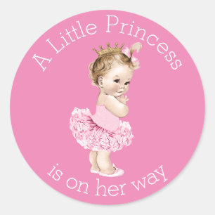 Een beetje Princess Ballerina Baby shower Roze Ronde Sticker