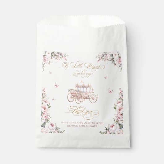 Een beetje Princess Blush Pink Baby shower Dank u Bedankzakje (Voorkant)