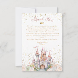 Een beetje prinses blush gouden kroon kasteel douc bedankkaart