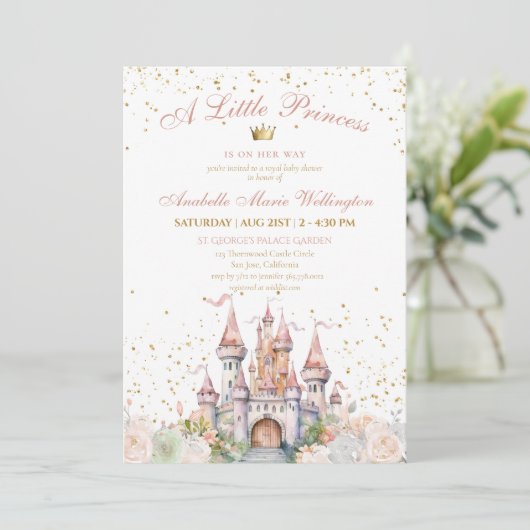 Een beetje prinses blush gouden kroon kasteel douc kaart (Staand voorkant)