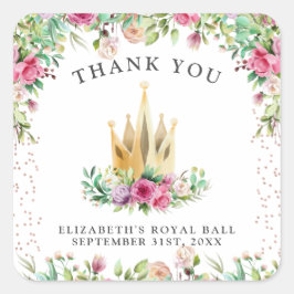 Een beetje prinses Floral dank je Vierkante Sticker