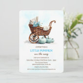 Een beetje Pumpkin Baby Carriage Baby shower Kaart (Staand voorkant)
