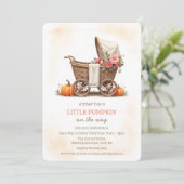 Een beetje Pumpkin Baby Carriage Baby shower Kaart (Staand voorkant)