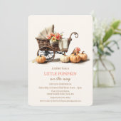 Een beetje Pumpkin Baby Carriage Baby shower Kaart (Staand voorkant)