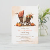 Een beetje Pumpkin Baby Carriage Baby shower Kaart (Staand voorkant)