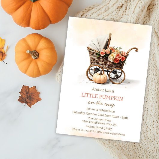 Een beetje Pumpkin Baby Carriage Baby shower Kaart