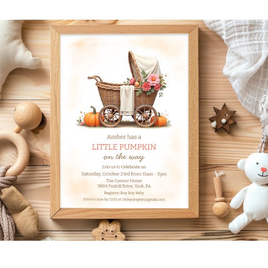 Een beetje Pumpkin Baby Carriage Baby shower Kaart