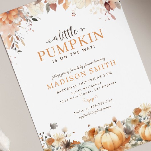 Een beetje Pumpkin Boho Herfst Baby shower Kaart