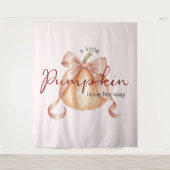 Een beetje Pumpkin Bow Roze Baby shower Achtergron Wandkleed (Voorkant)