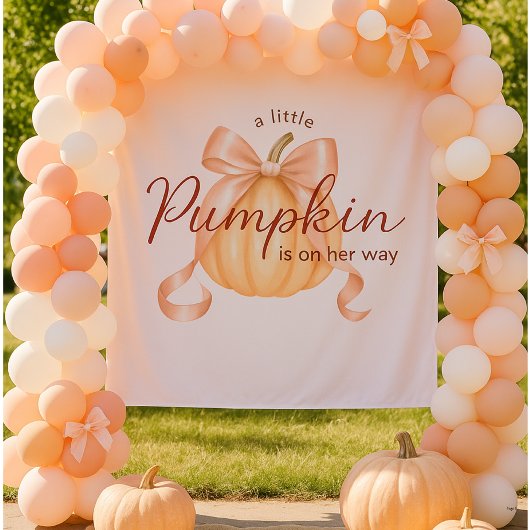 Een beetje Pumpkin Bow Roze Baby shower Achtergron Wandkleed