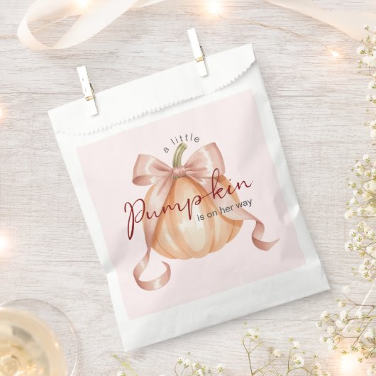 Een beetje Pumpkin Bow Roze Baby shower Waterverf Bedankzakje (Geknipt)