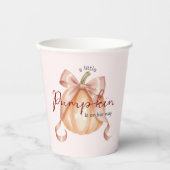 Een beetje Pumpkin Bow Roze Baby shower Waterverf Papieren Bekers (Voorkant)