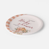 Een beetje Pumpkin Bow Roze Baby shower Waterverf Papieren Bordje (Gekanteld)