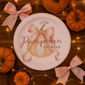 Een beetje Pumpkin Bow Roze Baby shower Waterverf Papieren Bordje