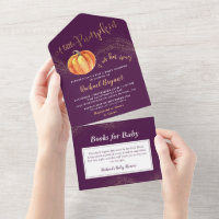 Een beetje Pumpkin Gold Glitter Paars Baby shower