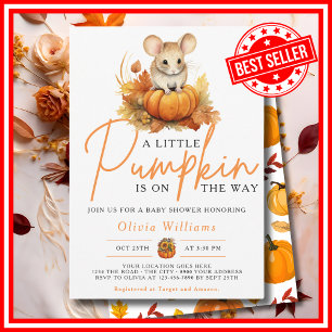 Een beetje Pumpkin Herfst Autumn MOUSE Baby shower Kaart