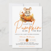 Een beetje Pumpkin Herfst Autumn MOUSE Baby shower Kaart (Voorkant)