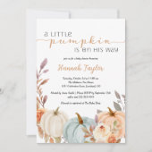 Een beetje Pumpkin Herfst Baby Boy Shower Kaart (Voorkant)