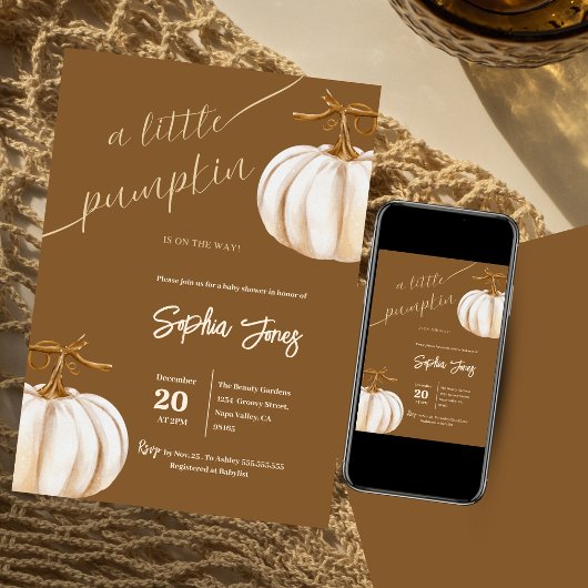 Een beetje Pumpkin Herfst boho baby shower Kaart