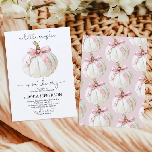 Een beetje Pumpkin Pink Bow Baby shower Kaart
