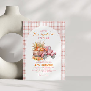 Een beetje Pumpkin Pink Truck Girl Baby shower Kaart
