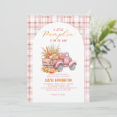 Een beetje Pumpkin Pink Truck Girl Baby shower Kaart (Staand voorkant)