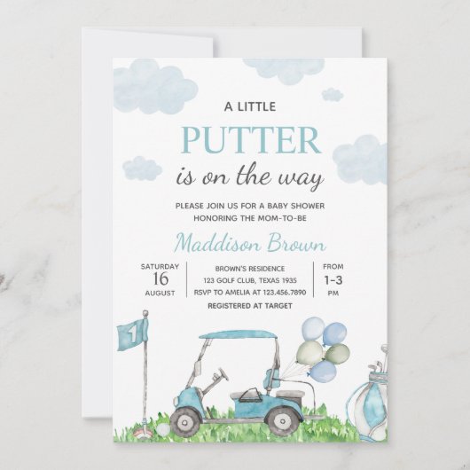 Een beetje Putter Baby shower Kaart (Voorkant)