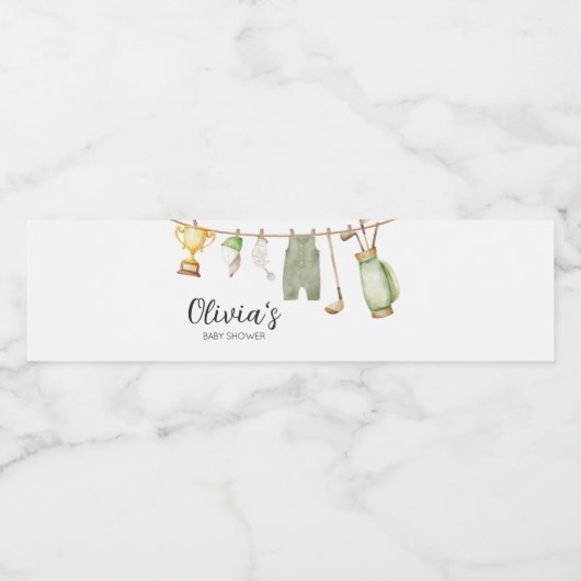 Een beetje Putter Golf Baby shower Waterfles Etiket (Enkel label)