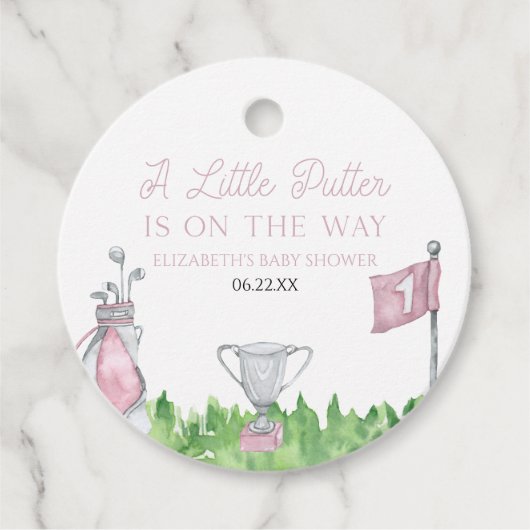 Een beetje Putter Pink Golf Baby shower Bedankjes Labels (Voorkant)