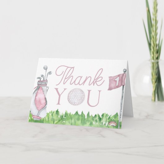Een beetje Putter Pink Golf Baby shower Bedankkaart (Voorkant)