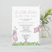 Een beetje Putter Pink Golf Baby shower Kaart (Staand voorkant)
