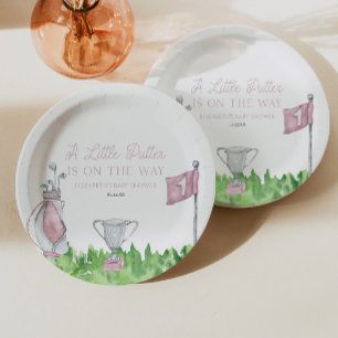 Een beetje Putter Pink Golf Baby shower Papieren Bordje