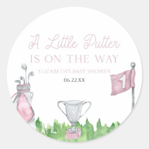 Een beetje Putter Pink Golf Baby shower Ronde Sticker
