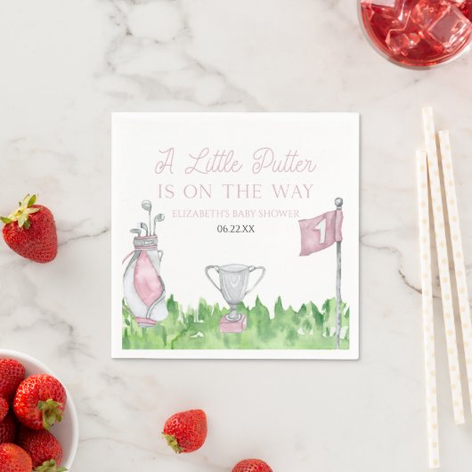 Een beetje Putter Pink Golf Baby shower Servet (Insitu)