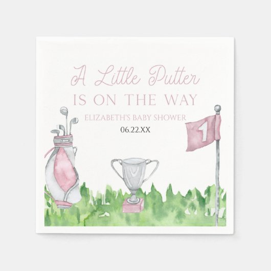 Een beetje Putter Pink Golf Baby shower Servet (Voorkant)