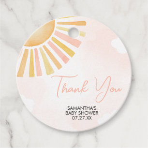Een beetje Ray of Sunshine Baby shower Rond Bedankjes Labels